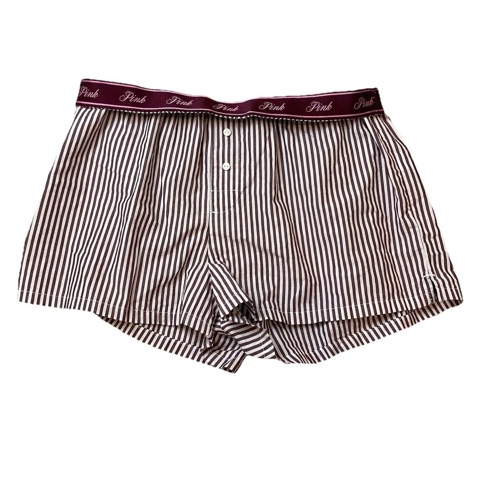 Victoria's Secret PINK Cotton Elastic Waist PJ Boxer Sleep Short Size S Maroon